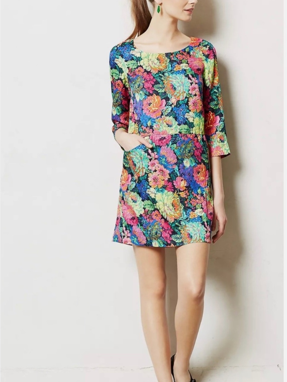 Anthropologie HD in Paris Rainbow Floral Dress, Size 12